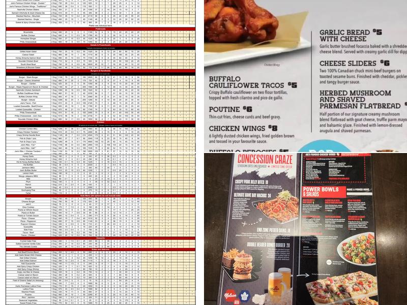 Shoeless Joe's Sports Grill Menu