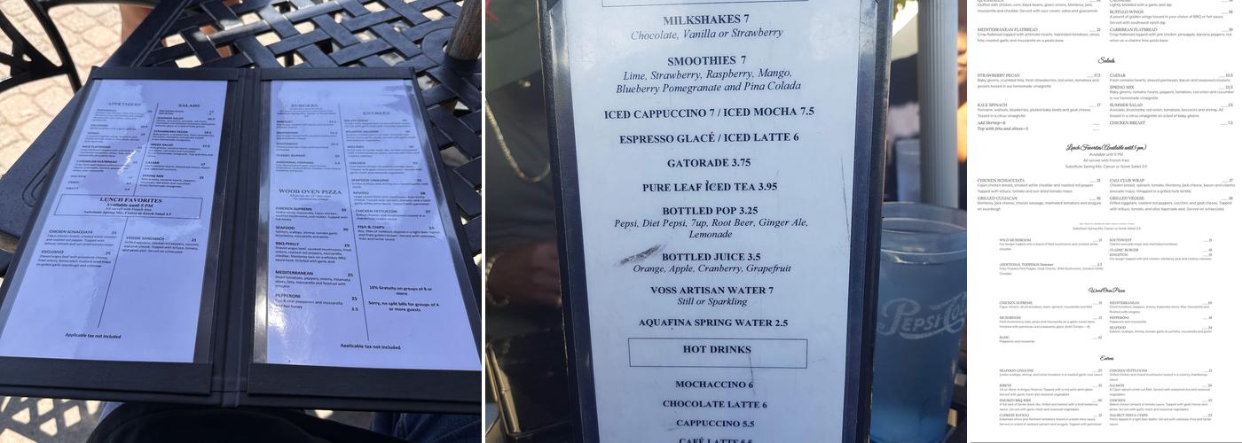 Sunnyside Pavilion Cafe Menu