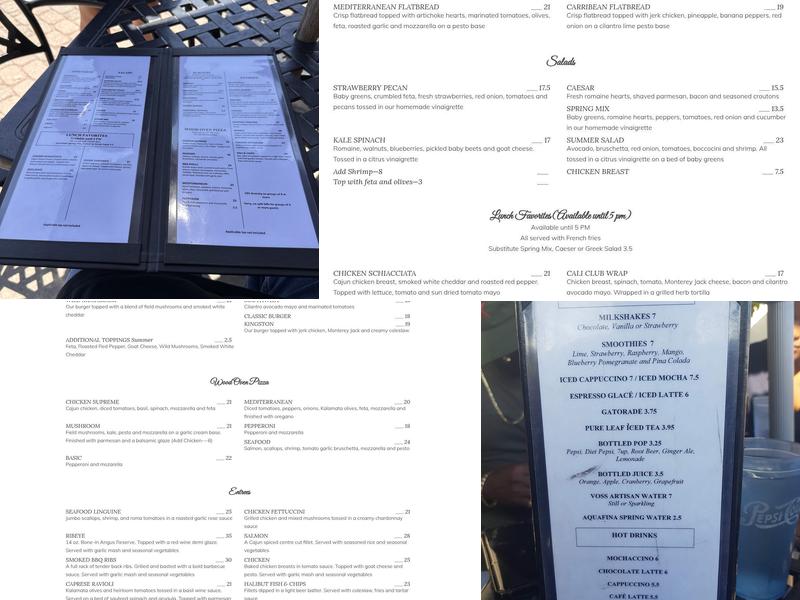 Sunnyside Pavilion Cafe Menu