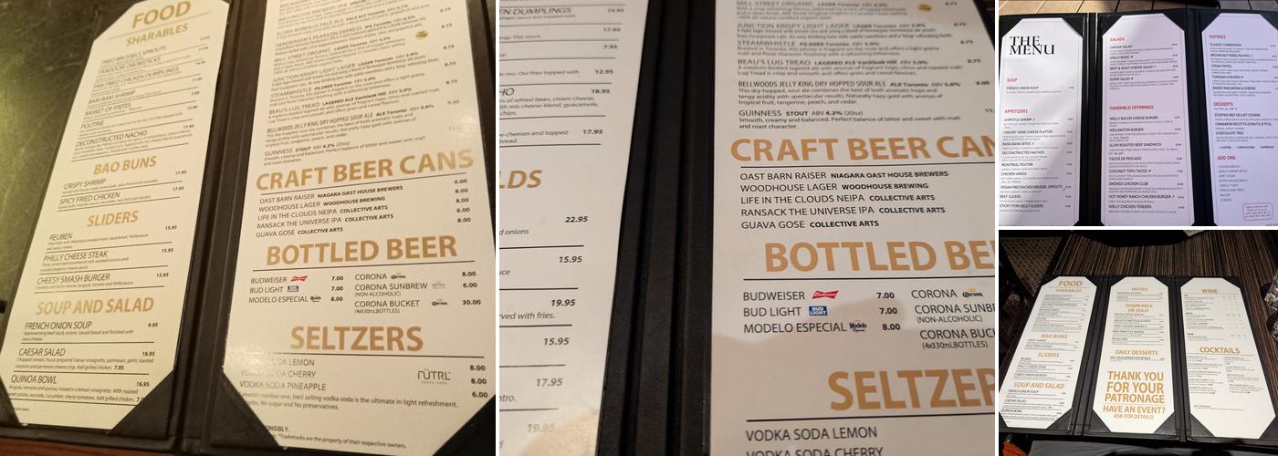 Bar Wellington Menu