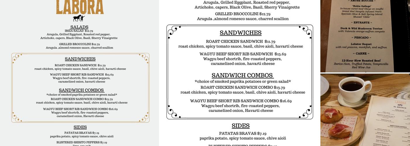 Labora Restaurant Menu
