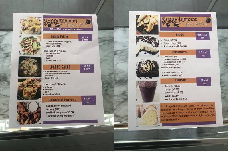 Sugga Plumms Bakery Cafe Menu