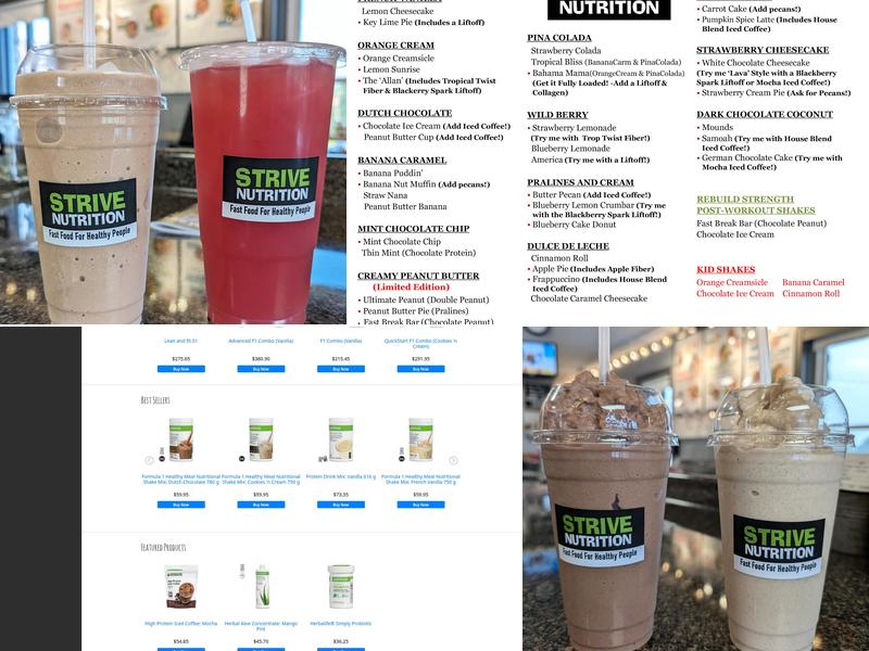 STRIVE Nutrition Menu