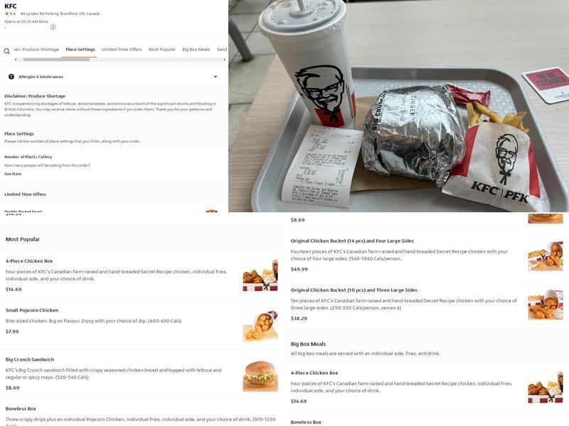 KFC Menu