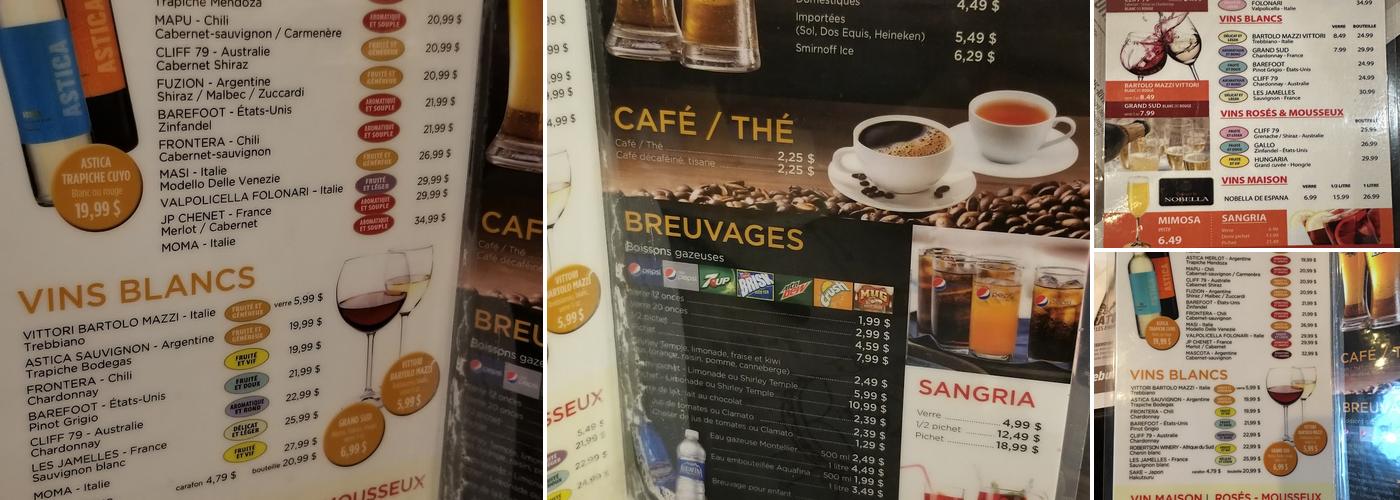 Saveurs des Continents - Saint-Jérôme Menu