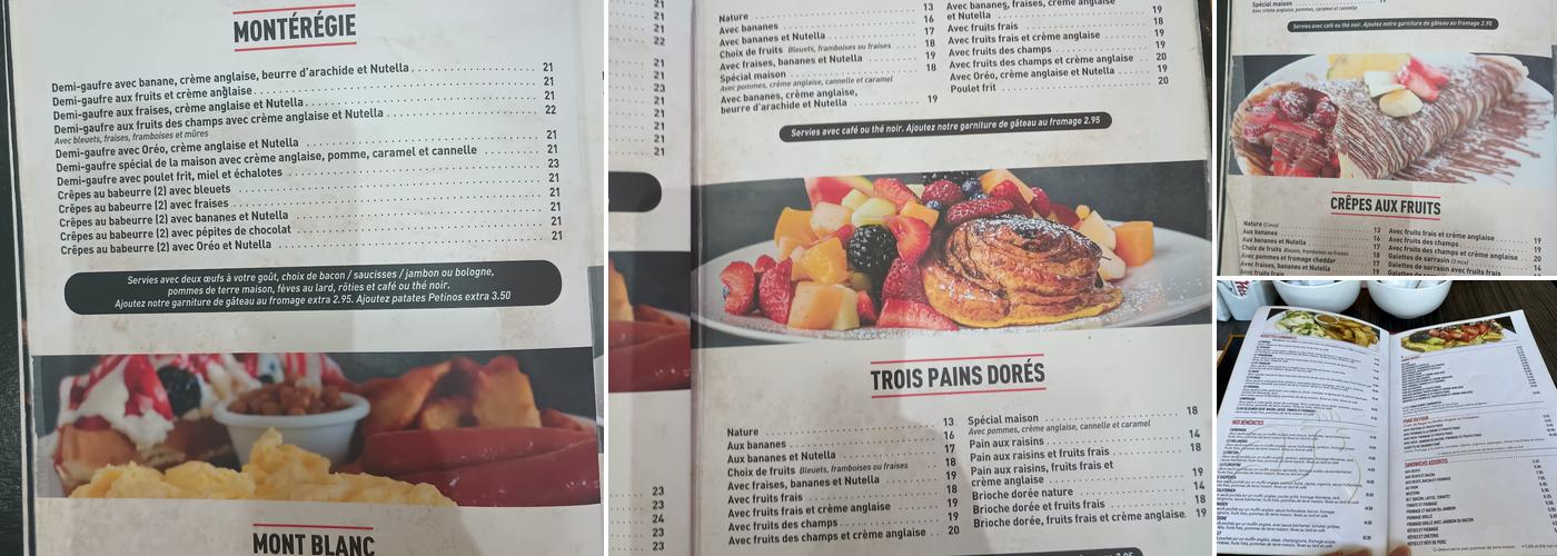 Petinos Saint-Jerôme Menu