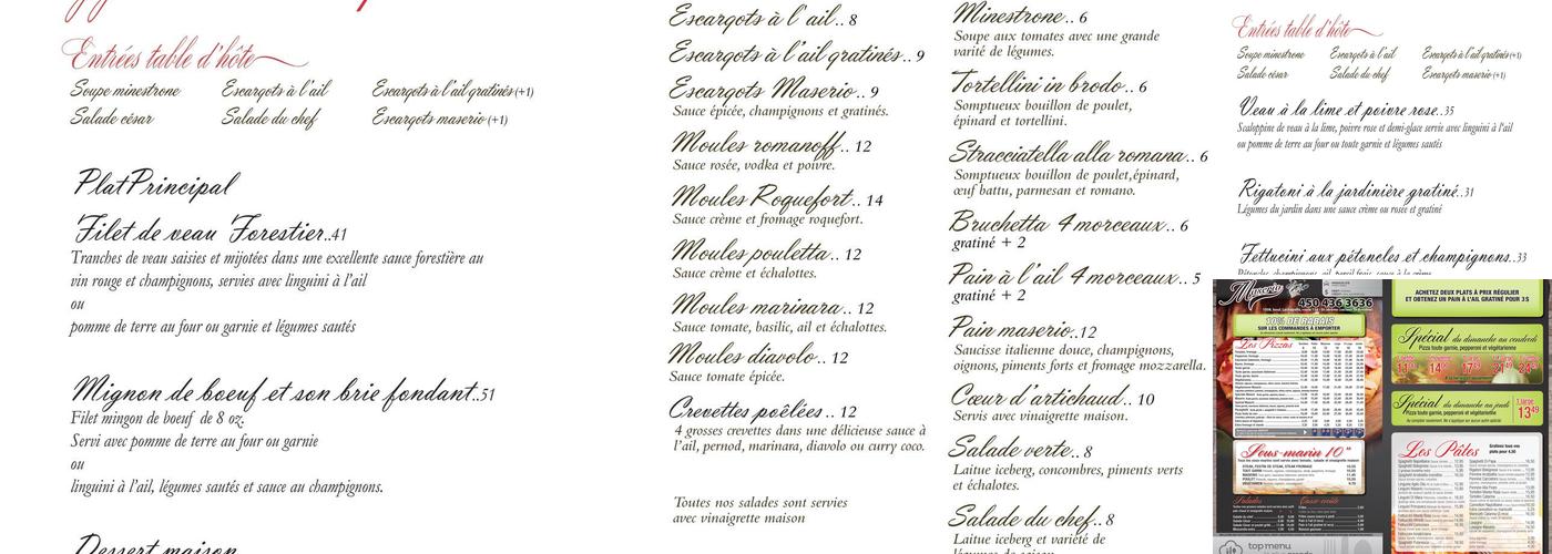Maserio Menu