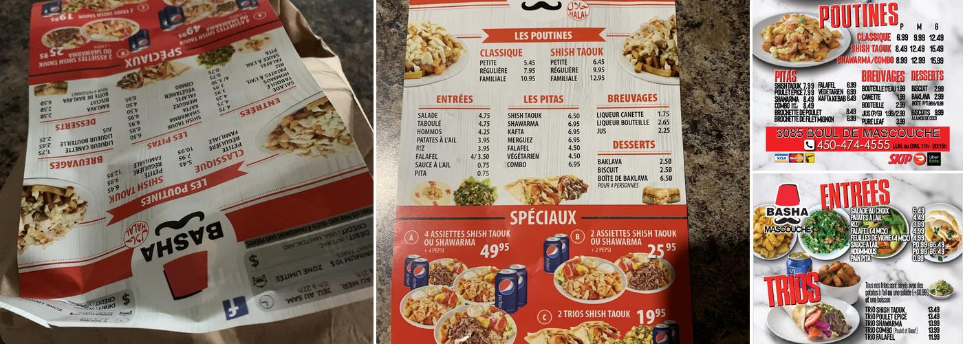 Basha Mascouche Menu