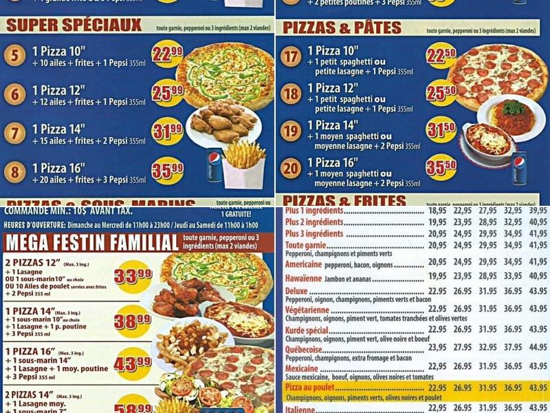 Kurde Pizza Menu