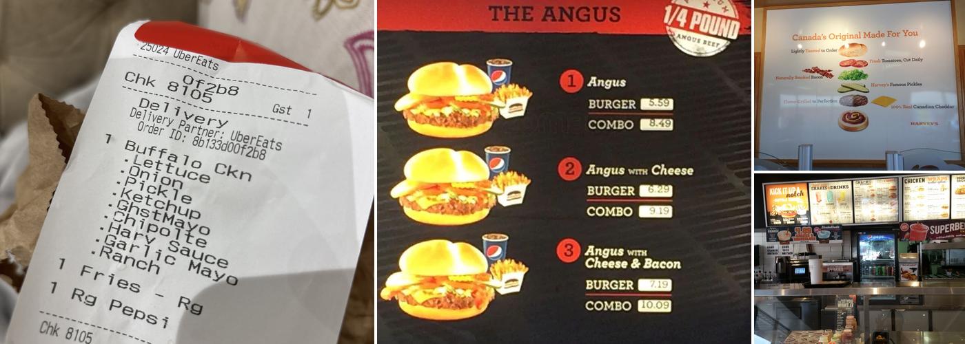 Harvey's Menu