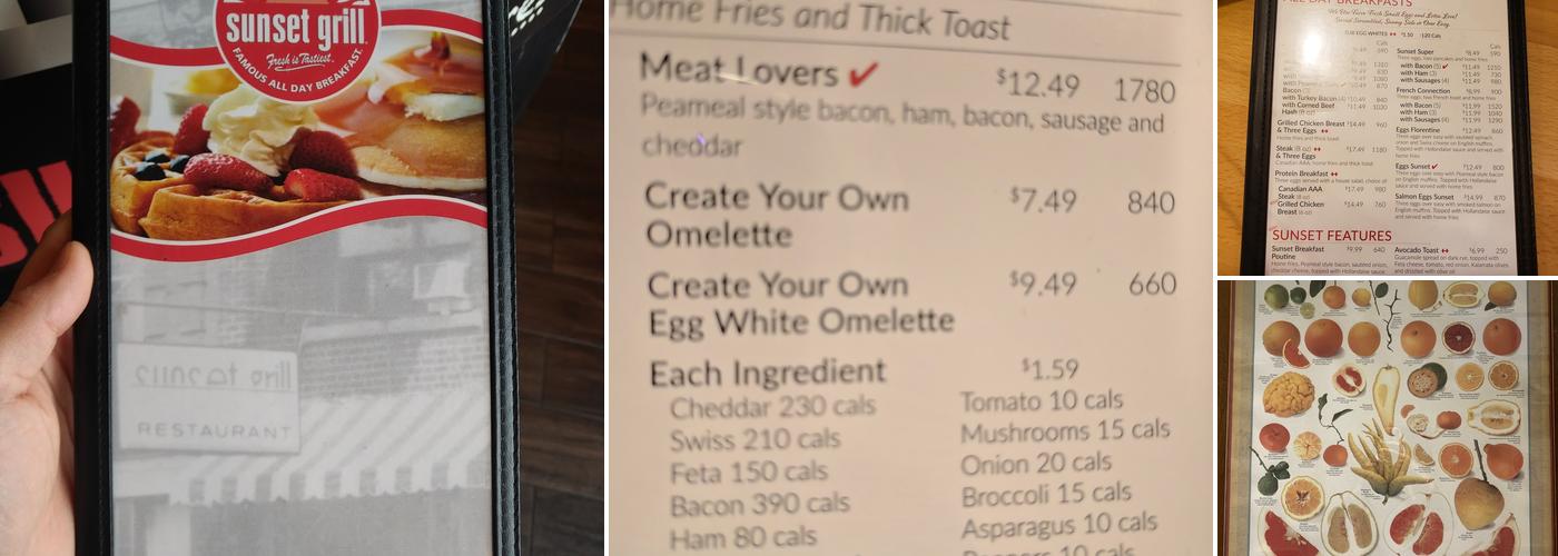 Sunset Grill Menu