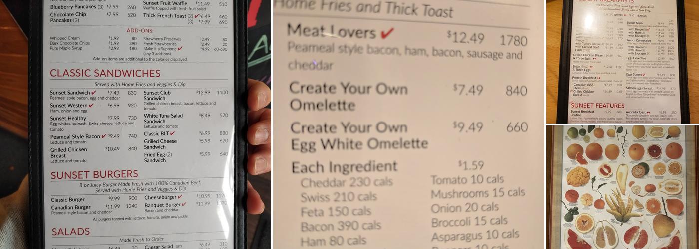 Sunset Grill Menu
