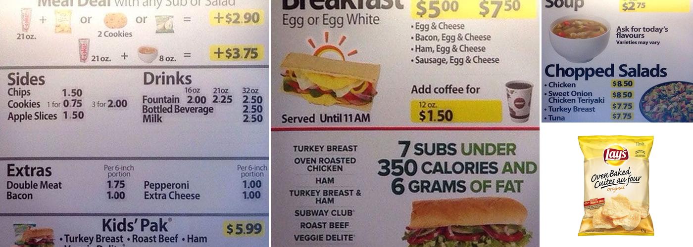 Subway Menu