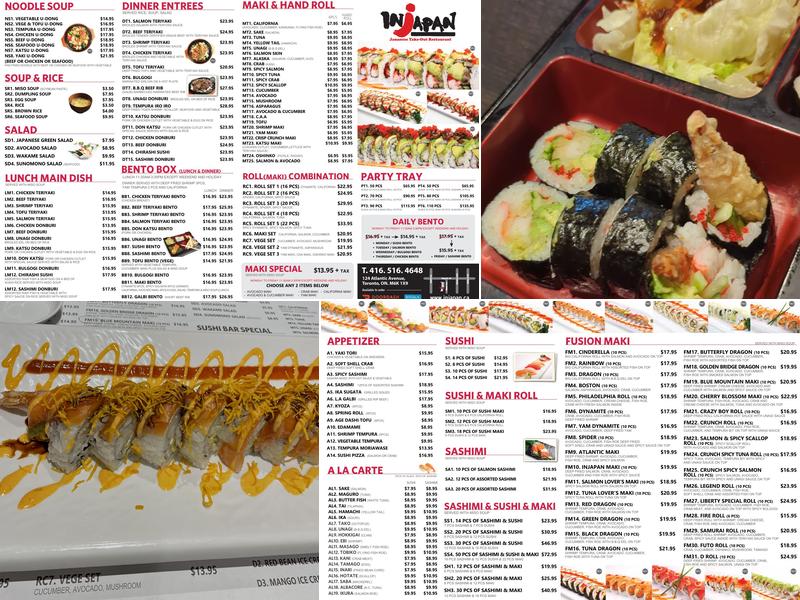 INJapan Japanese Restaurant Menu