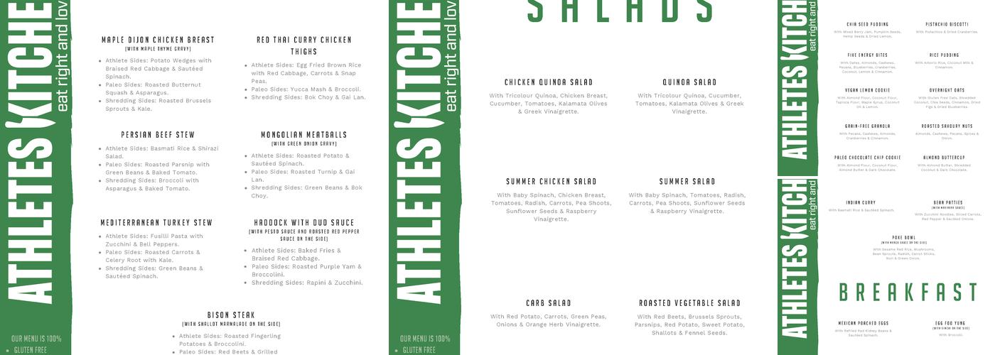 Athletes Kitchen Menu