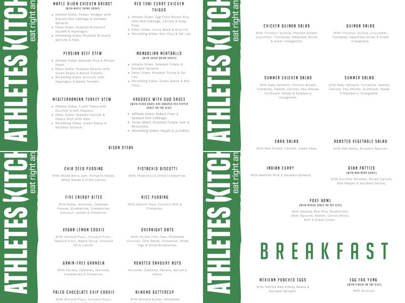Athletes Kitchen Menu