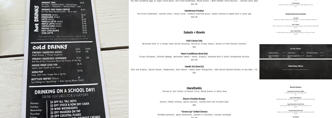 SCHOOL Restaurant Menu