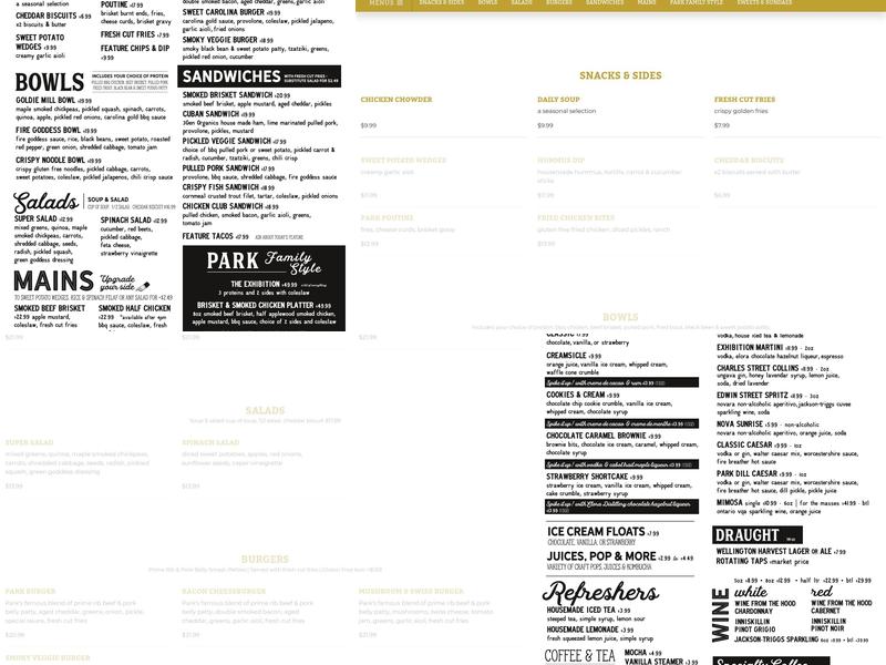 Park Eatery Menu