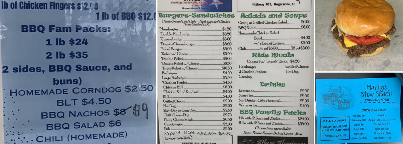 Marty's Stew Shack Menu