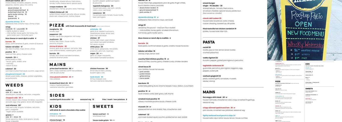 Bear & Frankie’s Menu