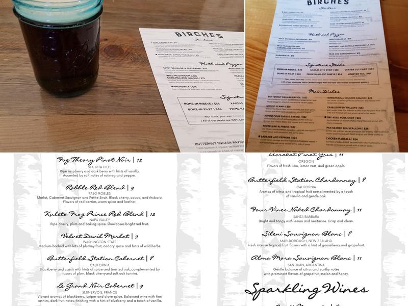 Birches Restaurant Menu