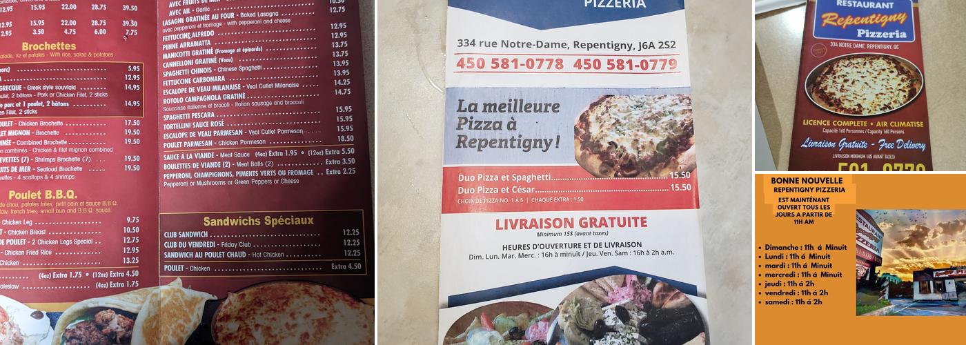 Restaurant Repentigny Pizzeria Menu