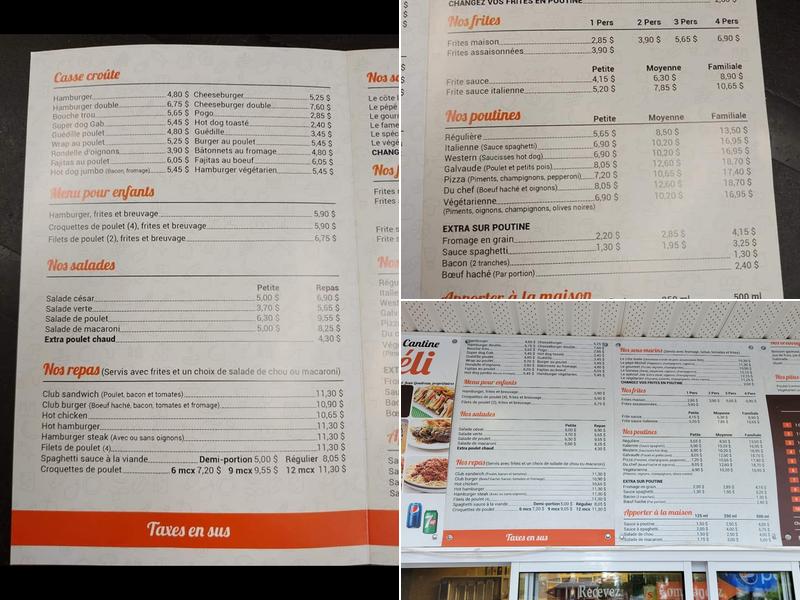 Cantine Ste-Helene Menu