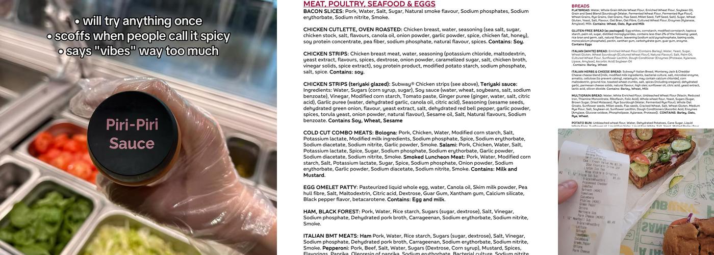 Subway Menu