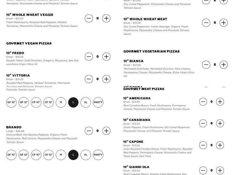 Pizzaiolo Menu