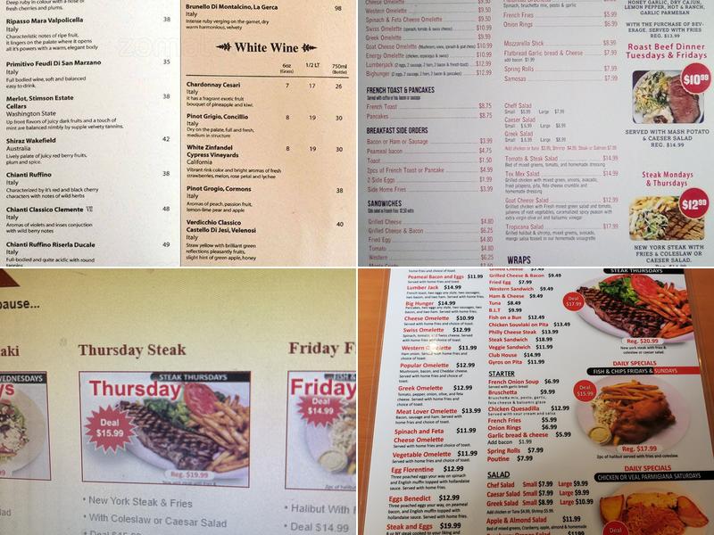 R Corner Diner Menu