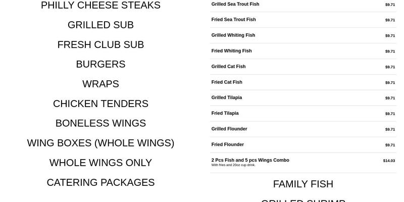 America's Best Wings Menu