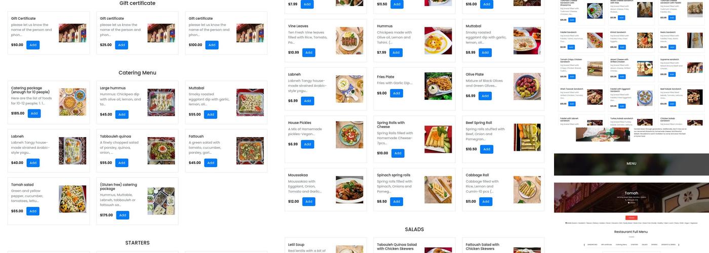 Tomah Menu