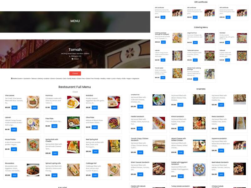 Tomah Menu