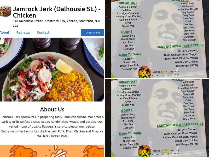 JamRock jerk kitchen Menu