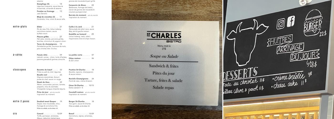 Bistro Le St-Charles Menu