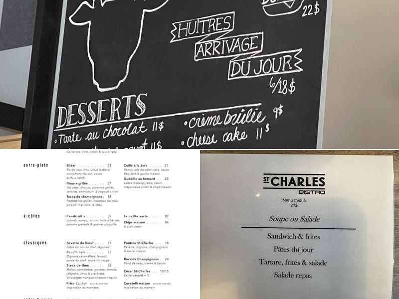 Bistro Le St-Charles Menu