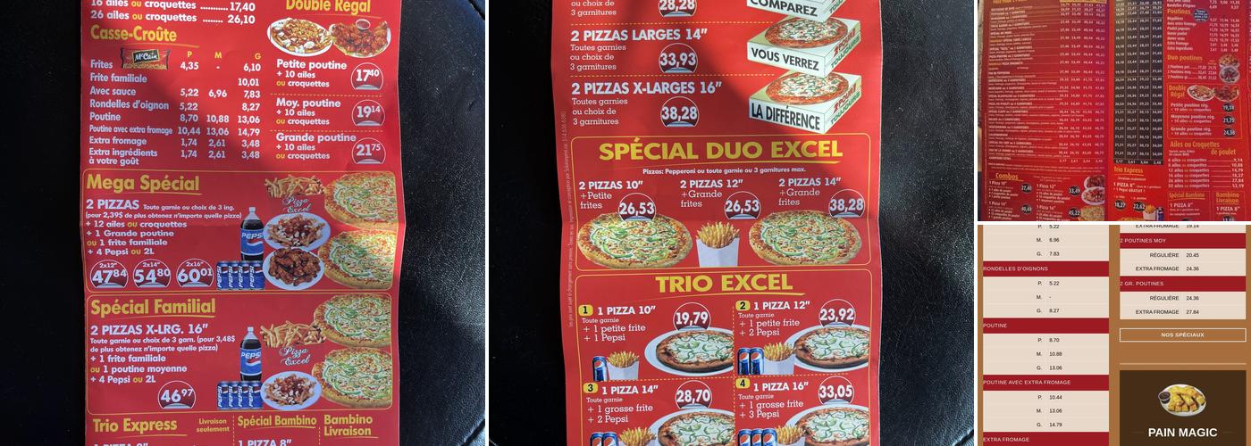 Pizza Excel Menu