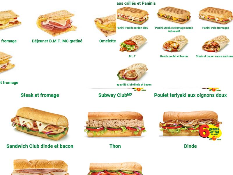 Subway Menu