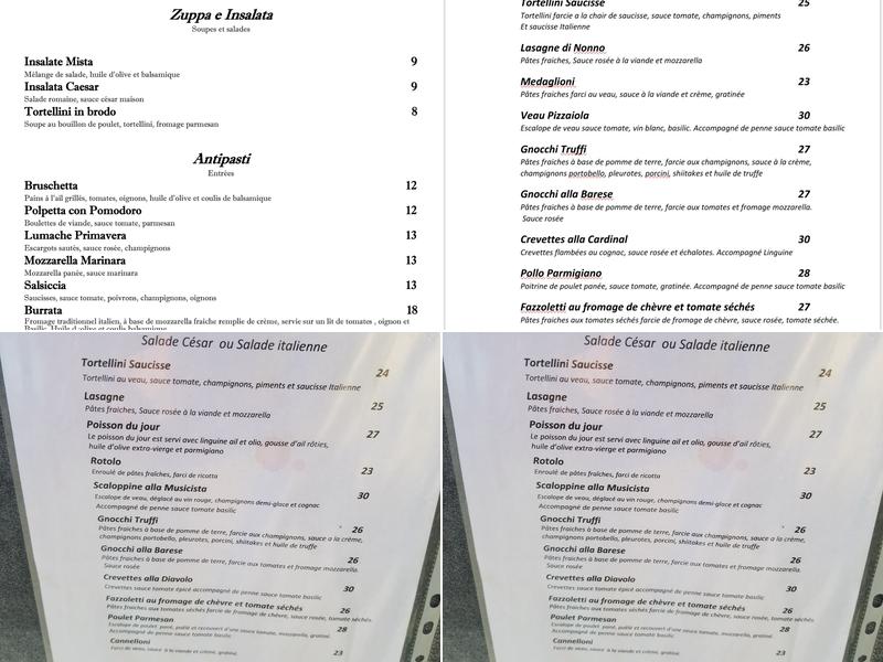 Trattoria D Amarone Menu