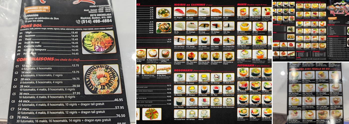 Michael Sushi Menu