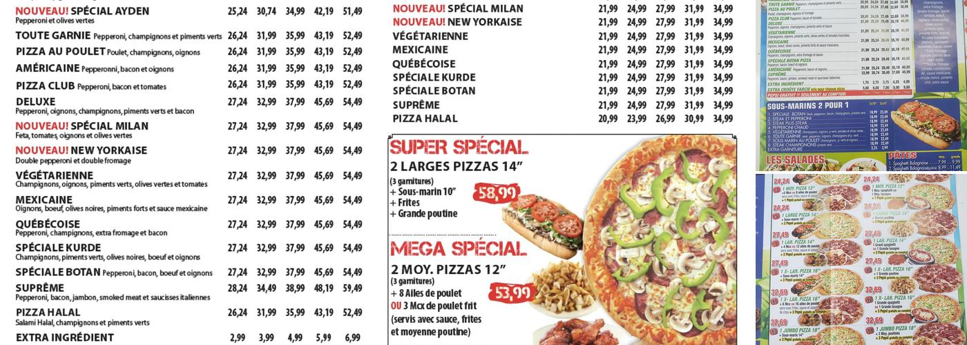 Botan Pizza Menu