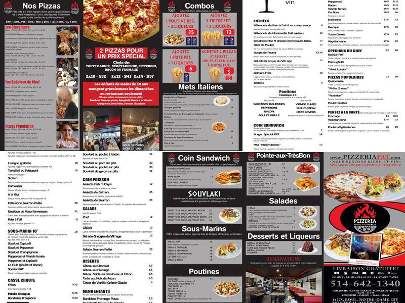 Pizzeria Pointe-aux-Trembles Menu