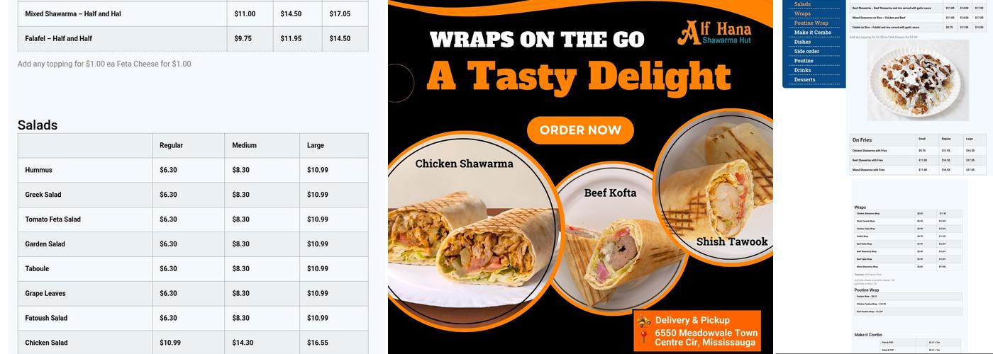 Alf Hana Shawarma Hut Menu