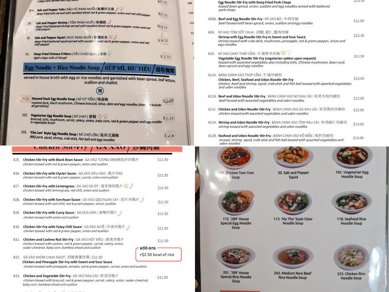 Pho Mi 289 Menu