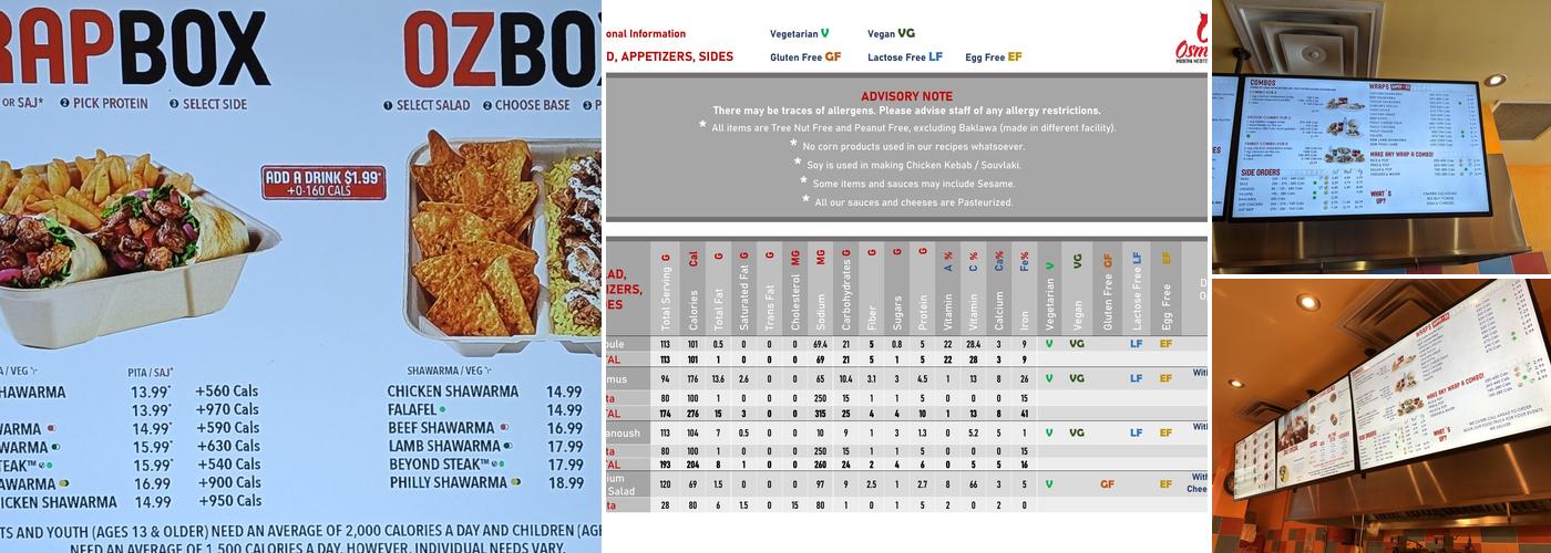 Osmow's Shawarma Menu