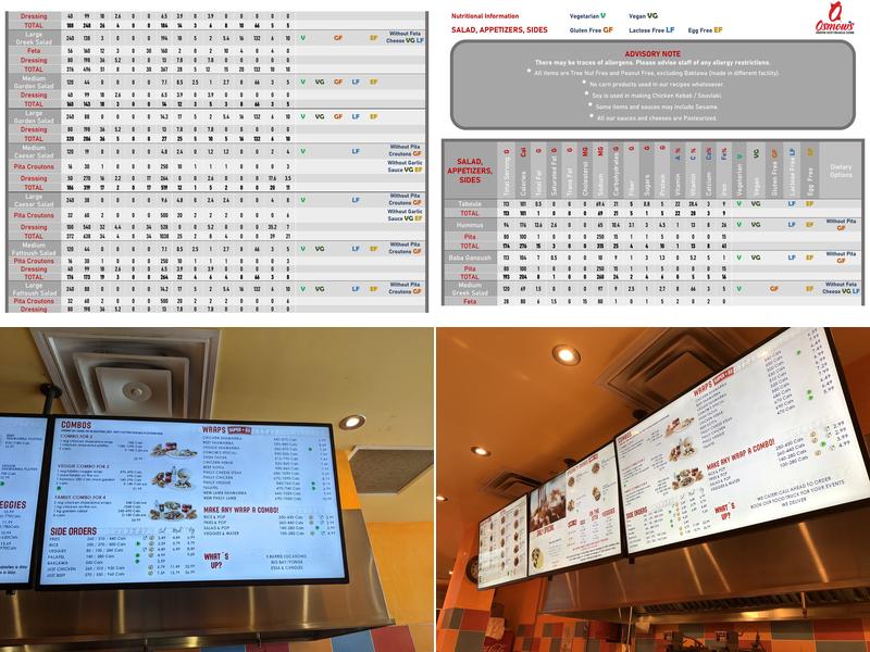 Osmow's Shawarma Menu