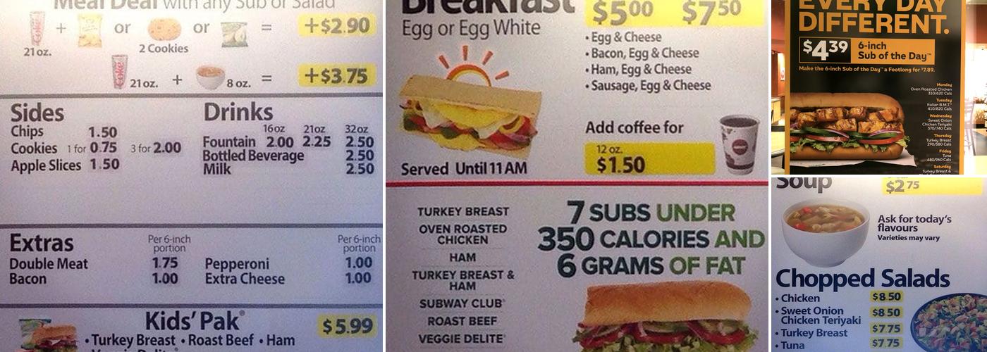 Subway Menu