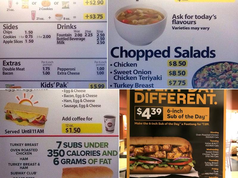 Subway Menu
