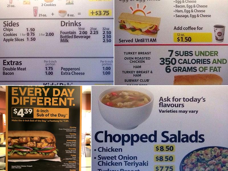 Subway Menu