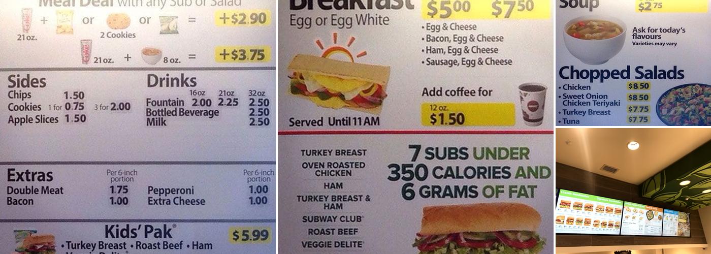 Subway Menu